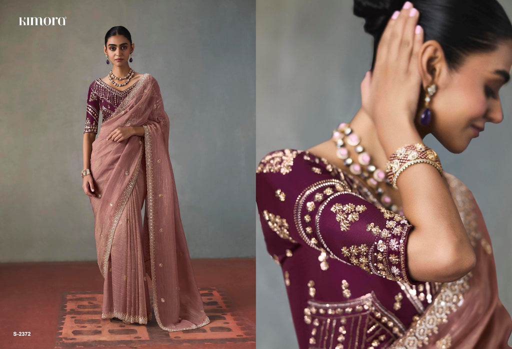 Designer Indian Saree - fabric and embroidery detail | Desi Clothing USA