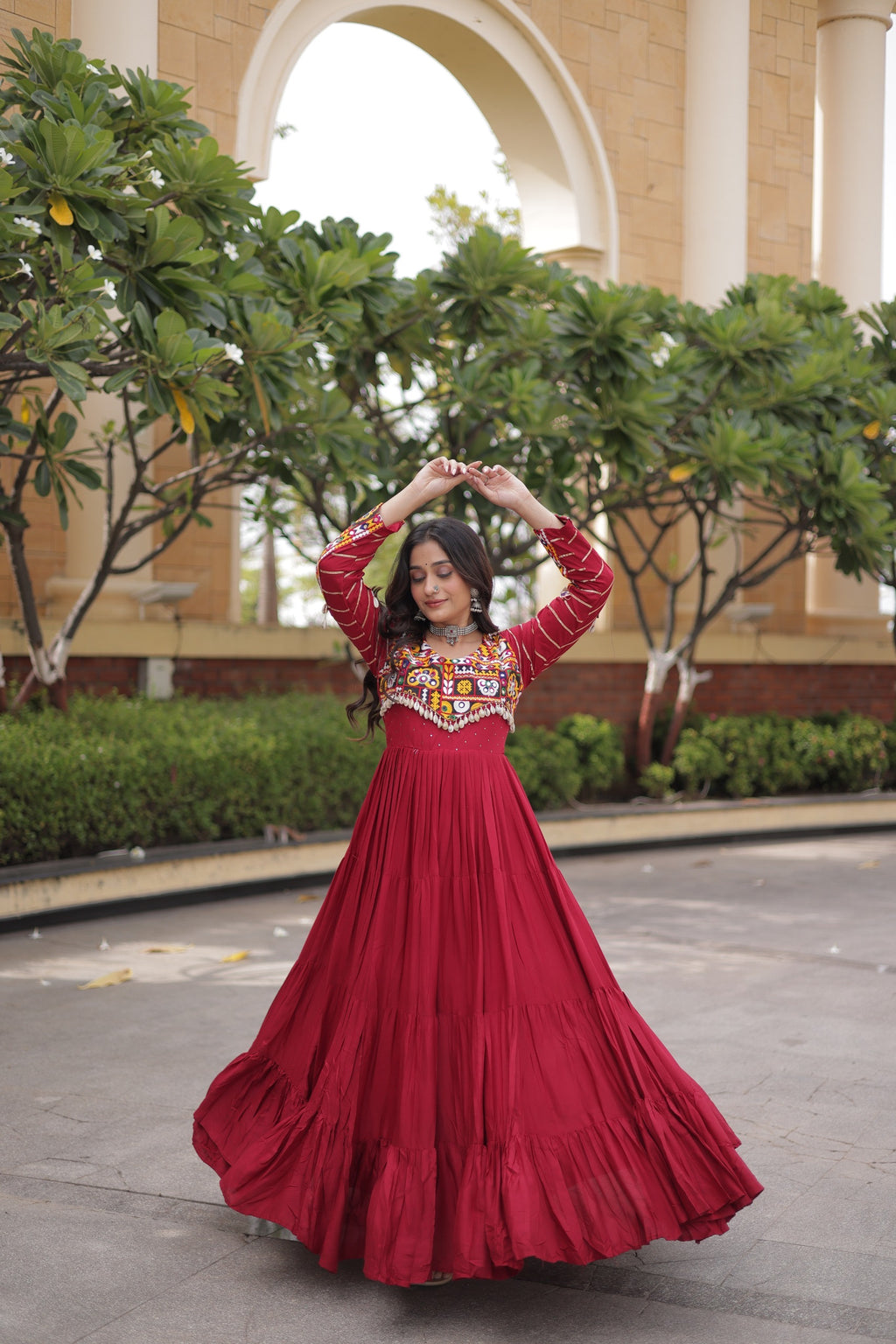 🏻 Navratri Gown Collections-2026 - fabric and embroidery detail | Desi Clothing USA