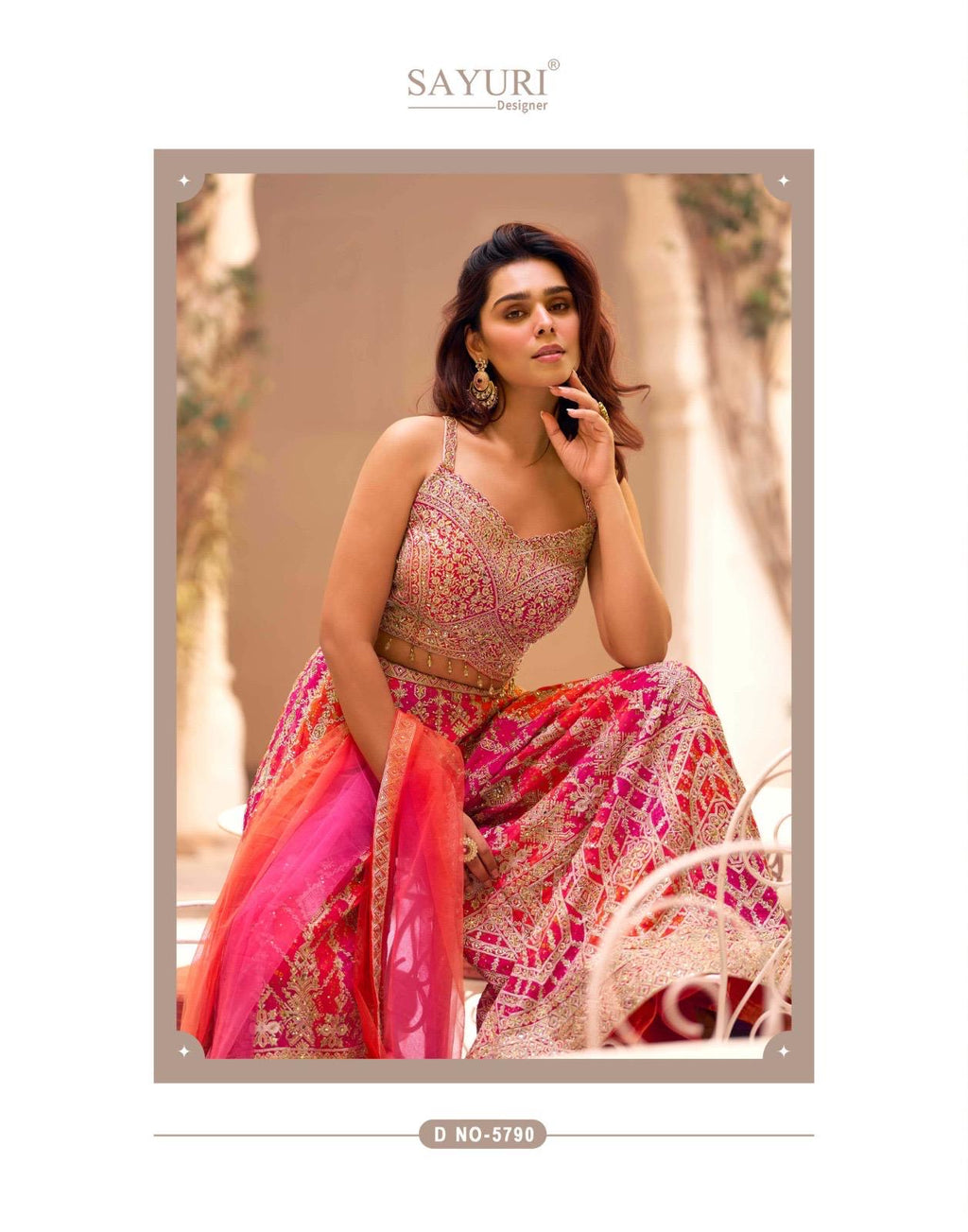 Silk Stitched Dress Set - full-length view | Desi Clothing USA
