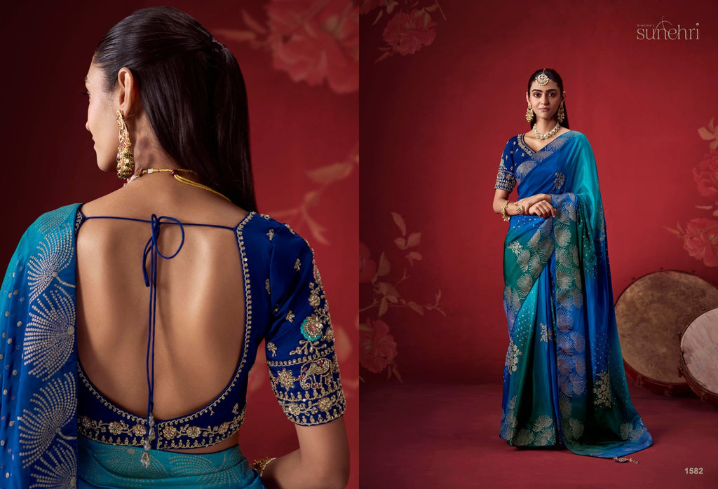 Designer Indian Saree - fabric and embroidery detail | Desi Clothing USA