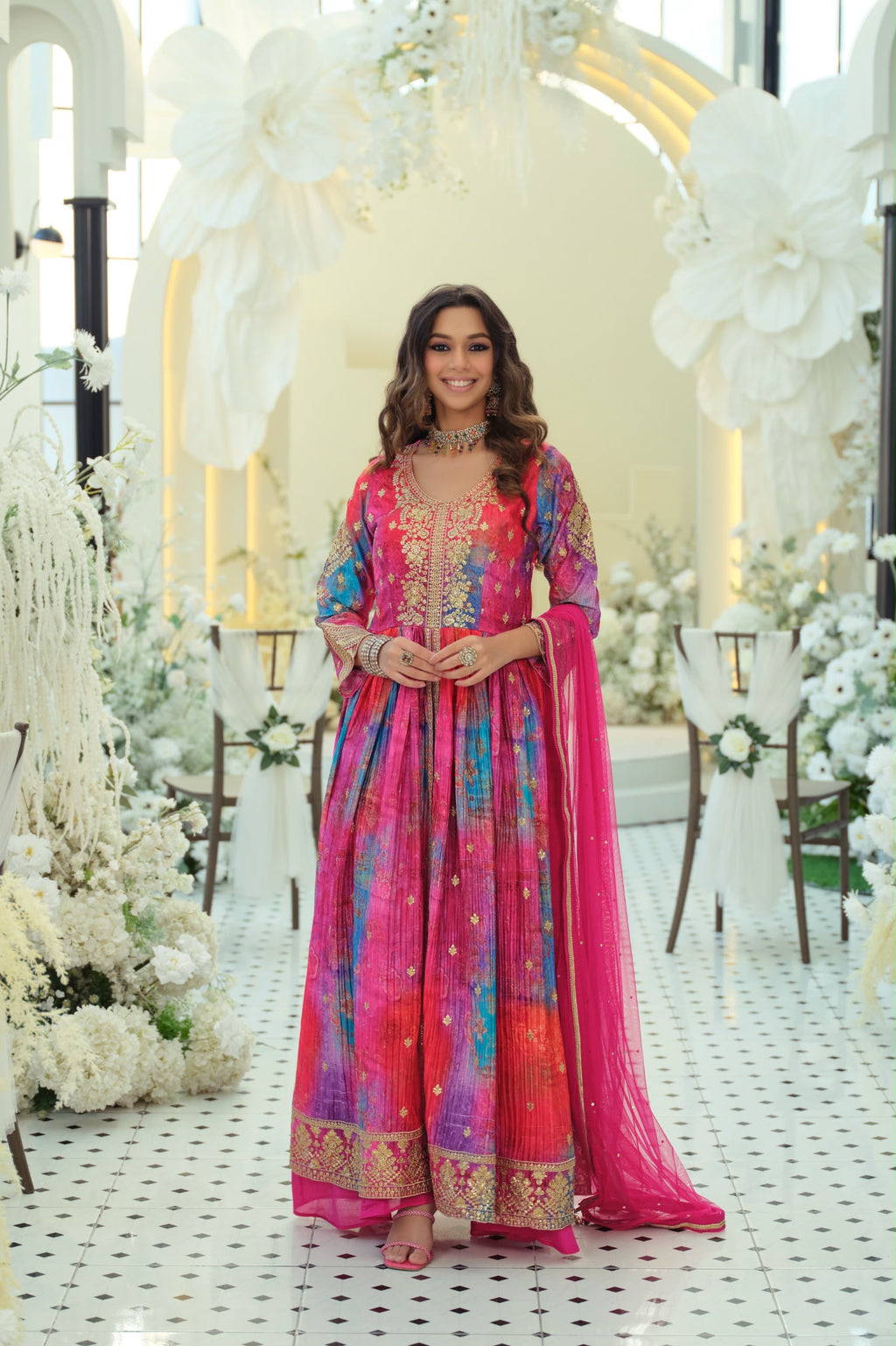 Duppta- pure Net - full-length view | Desi Clothing USA