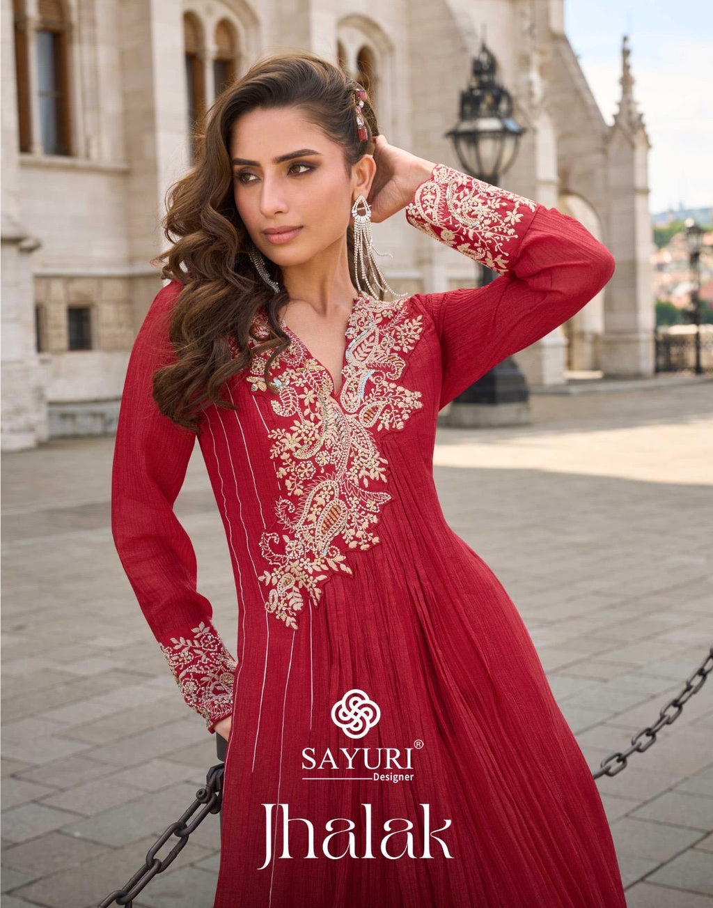 Silk Stitched Dress Set - alternate view | Desi Clothing USA
