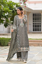 DN 50135 crush satin - full-length view | Desi Clothing USA