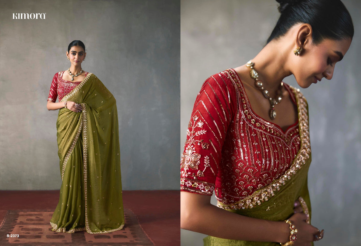 Designer Indian Saree - full-length view | Desi Clothing USA