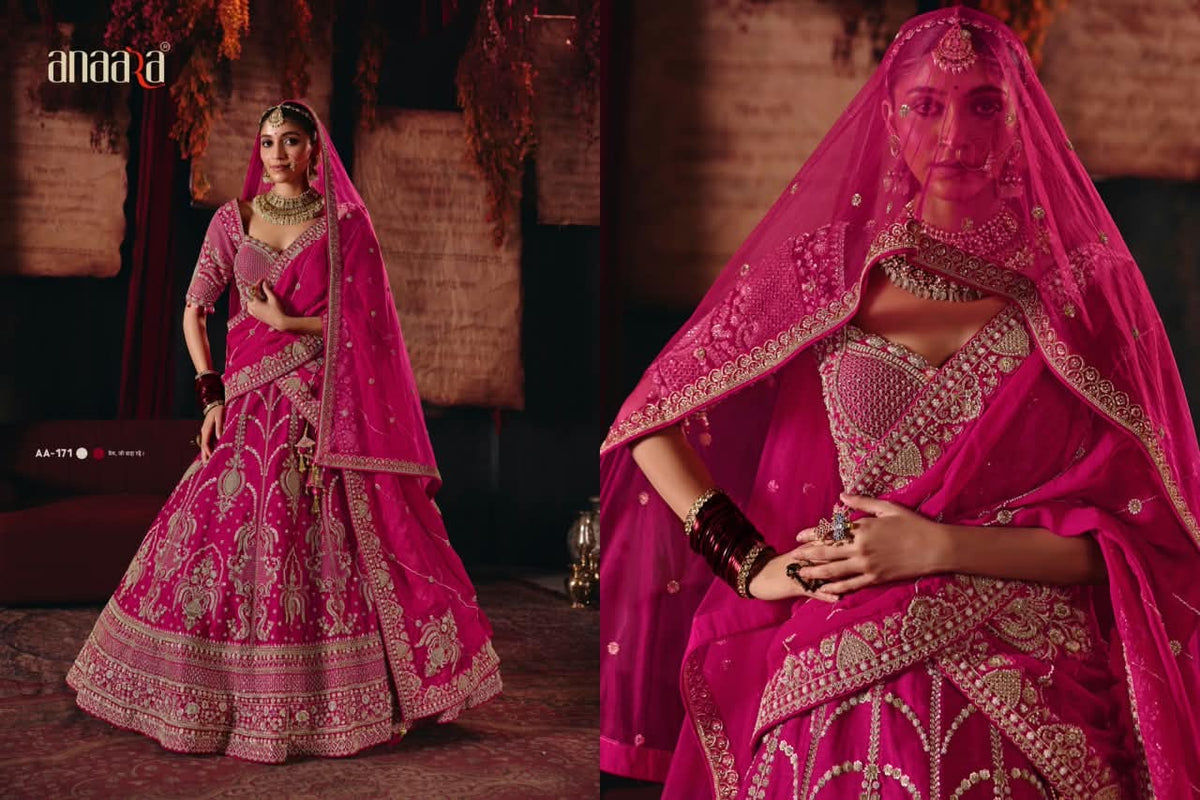 Embroidered Lehenga Choli - fabric and embroidery detail | Desi Clothing USA