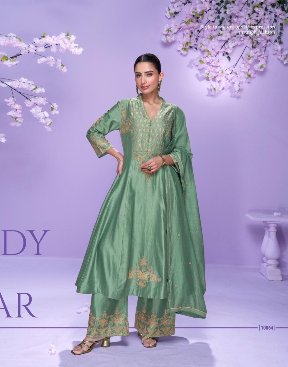Silk Salwar Kameez Set - fabric and embroidery detail | Desi Clothing USA