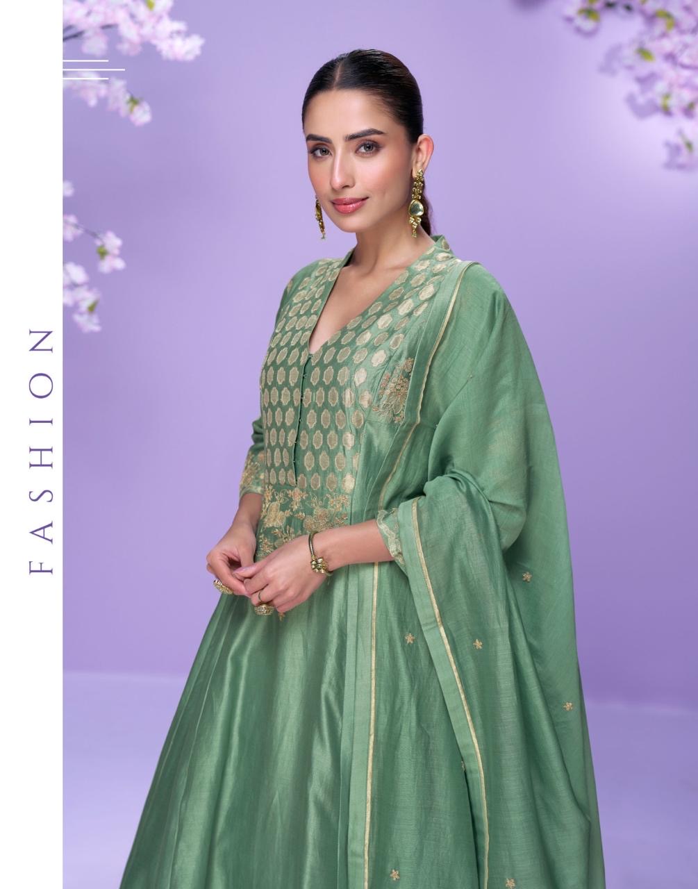 Silk Salwar Kameez Set - full-length view | Desi Clothing USA