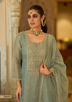 Duppta- Salsa with embroidery work - back view | Desi Clothing USA