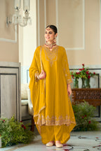 Embroidered Chinnon Salwar Kameez Set - full-length view | Desi Clothing USA