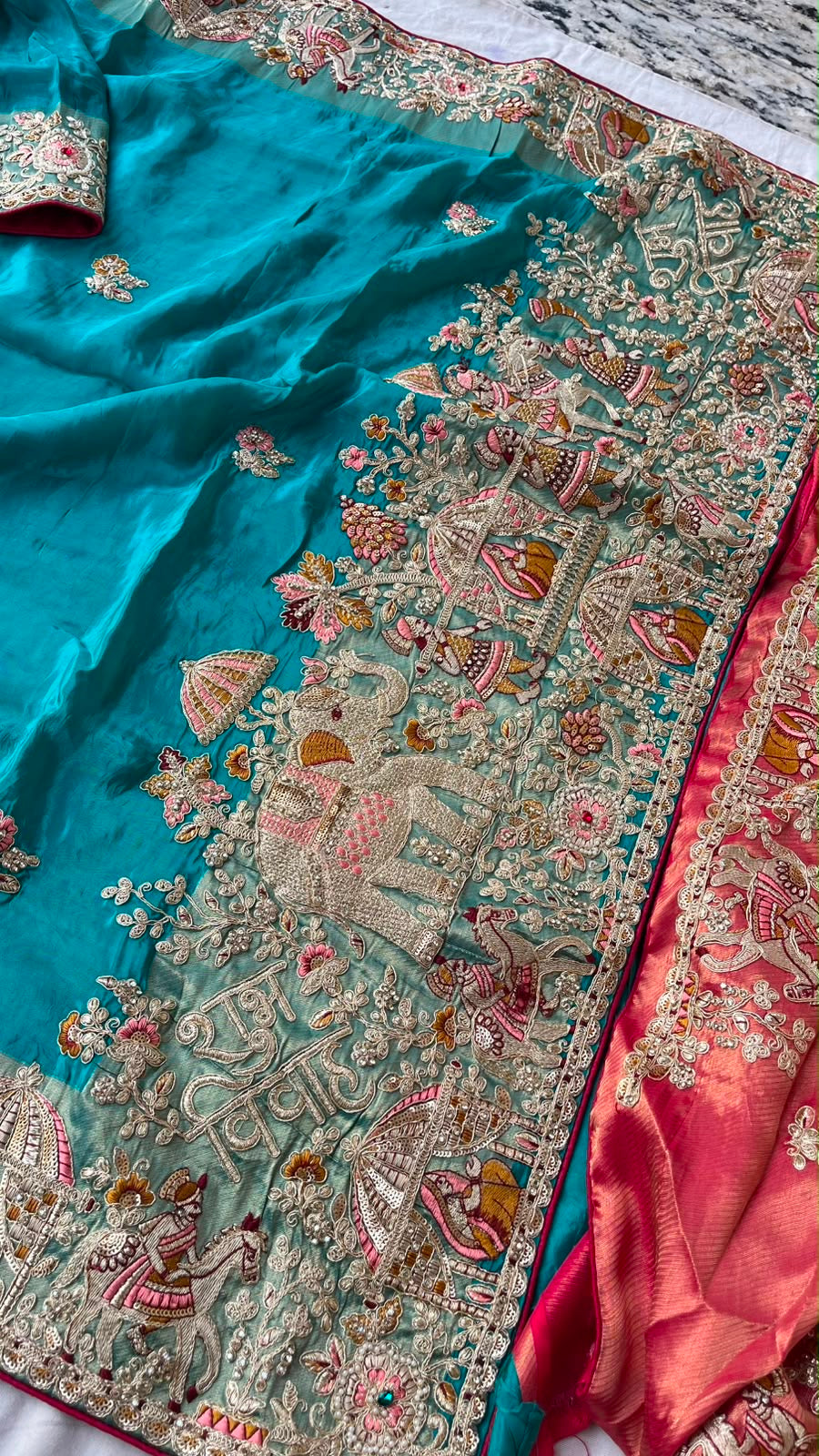 Designer Indian Saree - back view | Desi Clothing USA