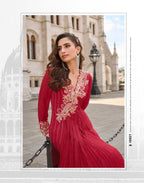 Silk Stitched Dress Set - back view | Desi Clothing USA