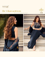 Sayuri Gauhar Navy Blue Embroidered Lehenga Set - Close Up