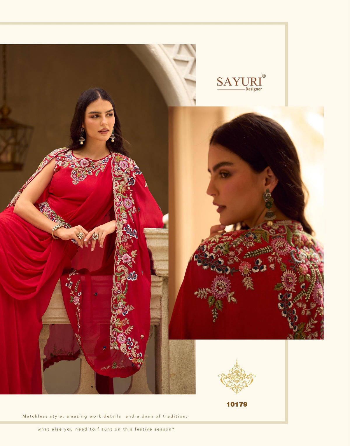 Sayuri Gauhar Red Floral Embroidery Detail Close Up