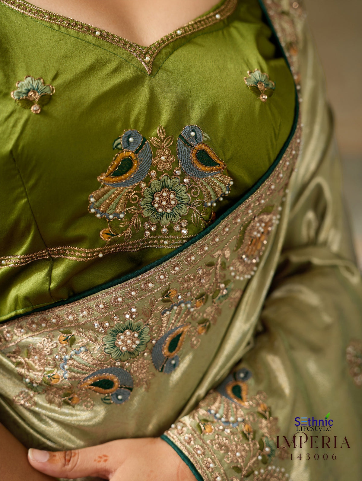 Imperia Reign 143005 - Pink Saree Embroidery Close-up